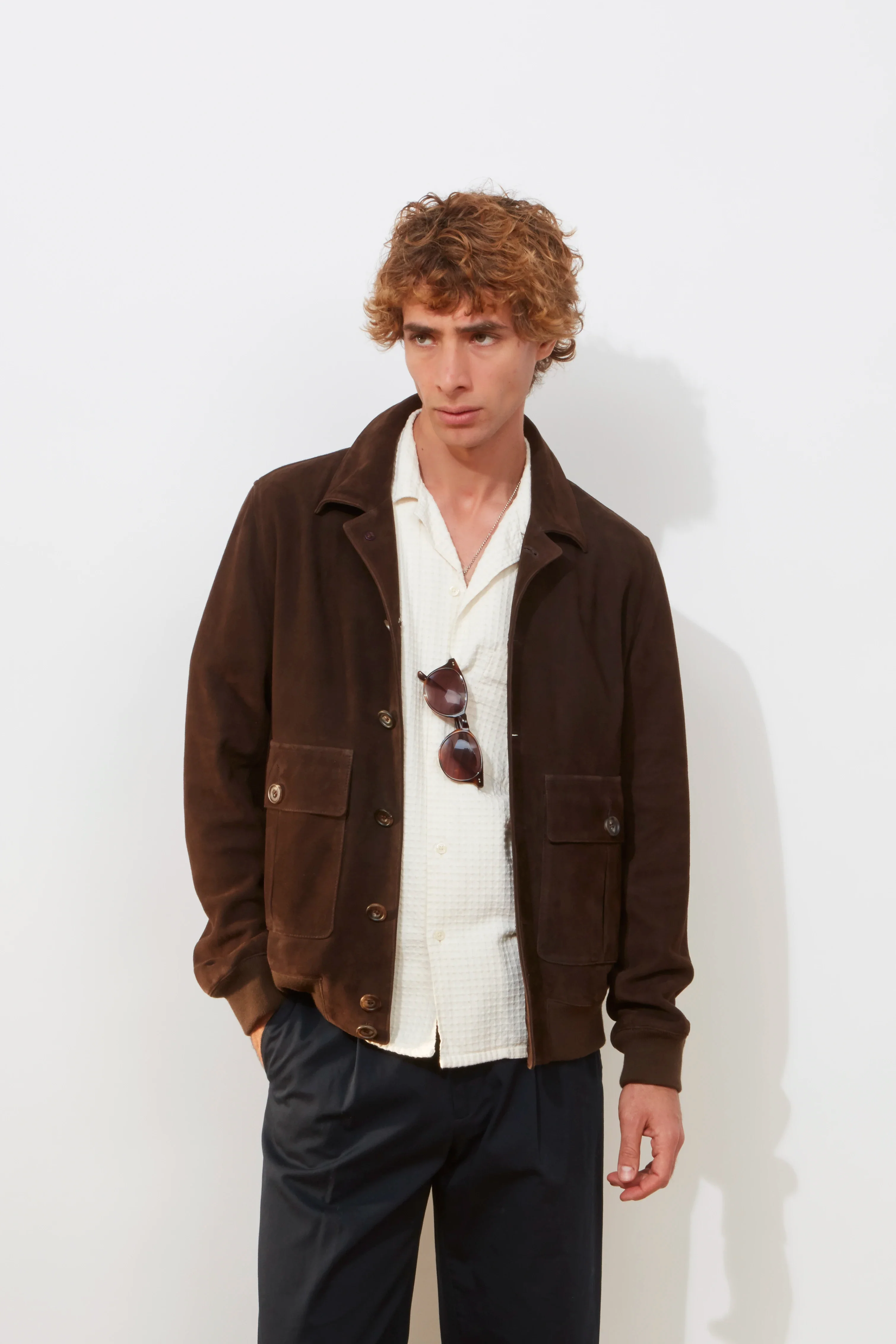 Bomber Jacket – Dark Brown Suede
