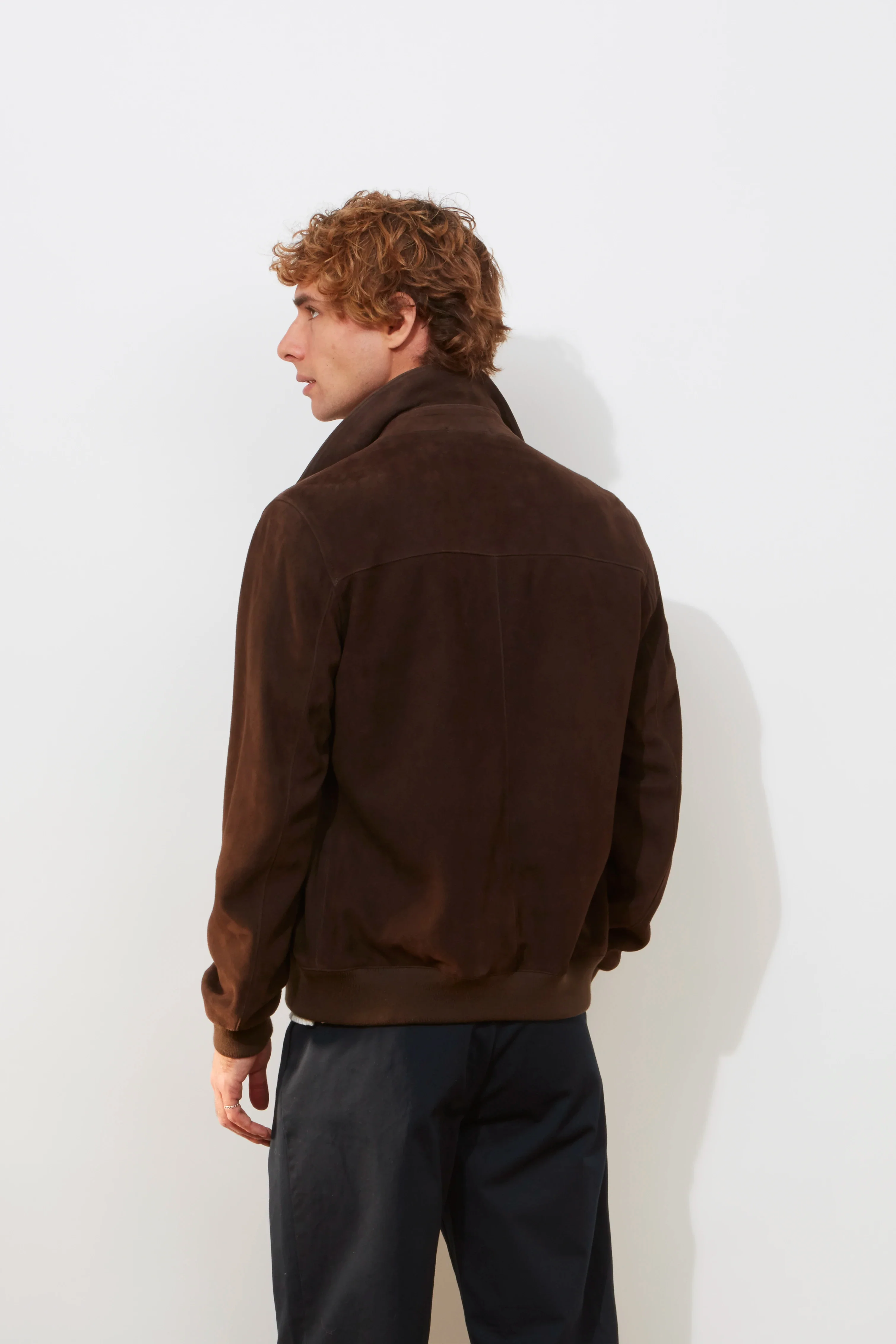 Bomber Jacket – Dark Brown Suede - Image 4