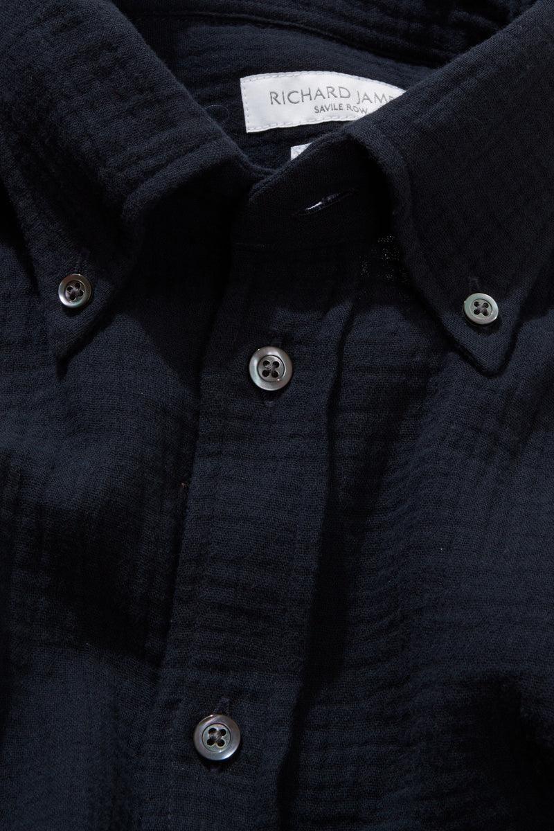 Button-Down Shirt - Navy Cotton Cheesecloth - Image 4
