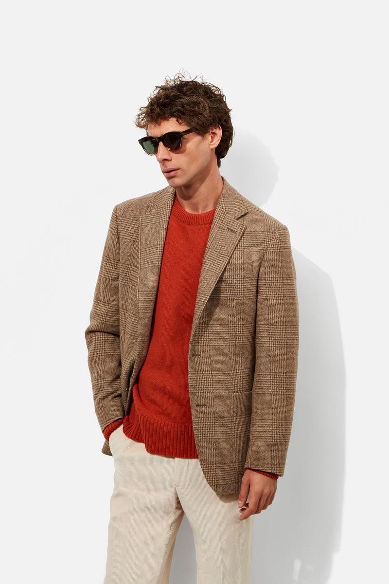 Chapman Blazer - Biscuit Wool & Cashmere Prince of Wales Check