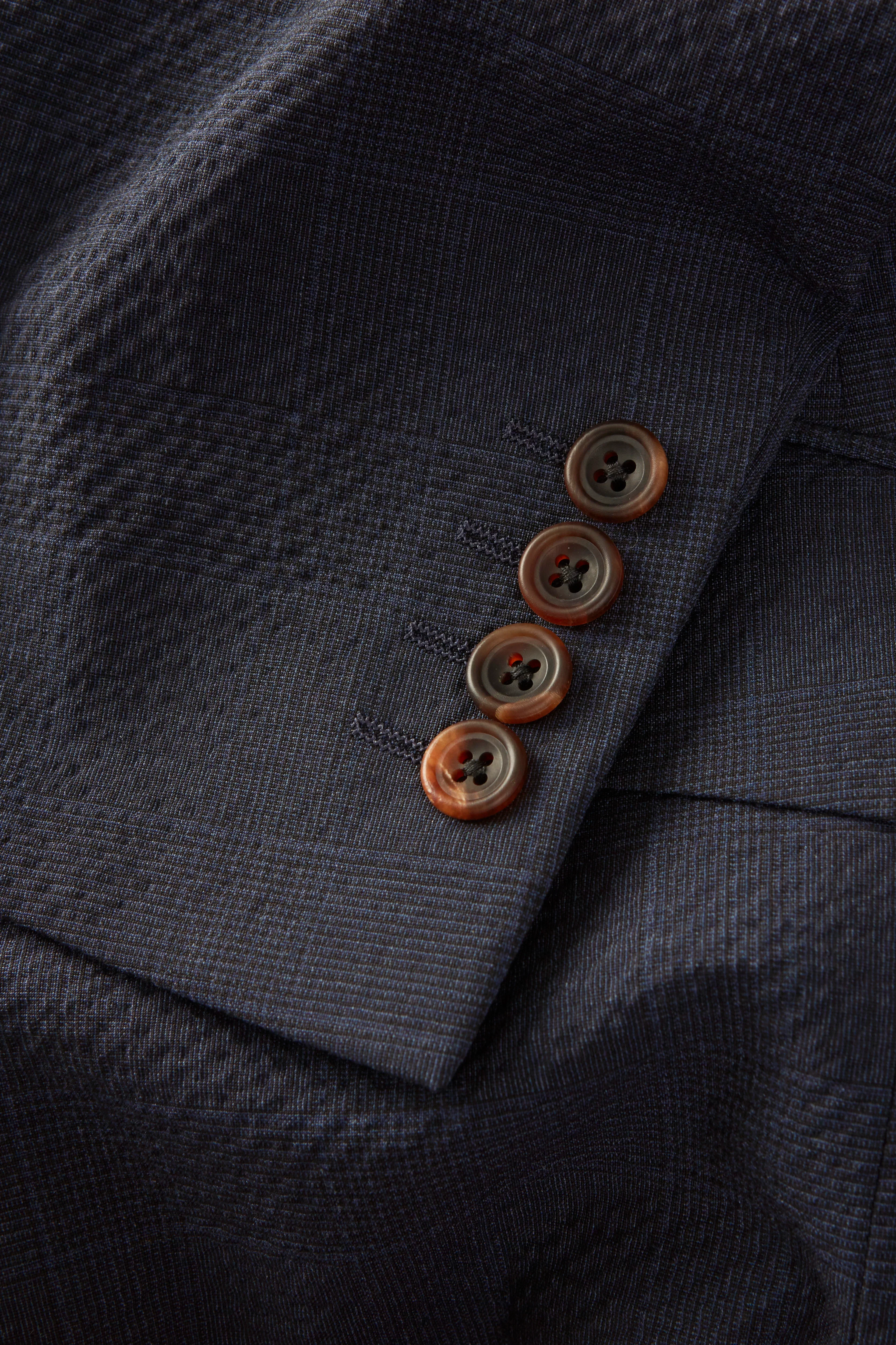 Chapman Jacket – Navy Prince Of Wales Check Seersucker - Image 2