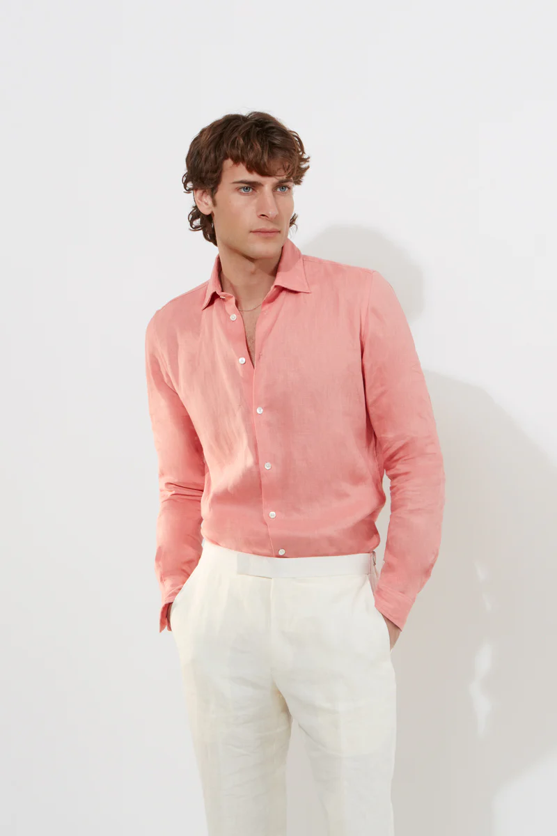 Contemporary Shirt – Coral Linen