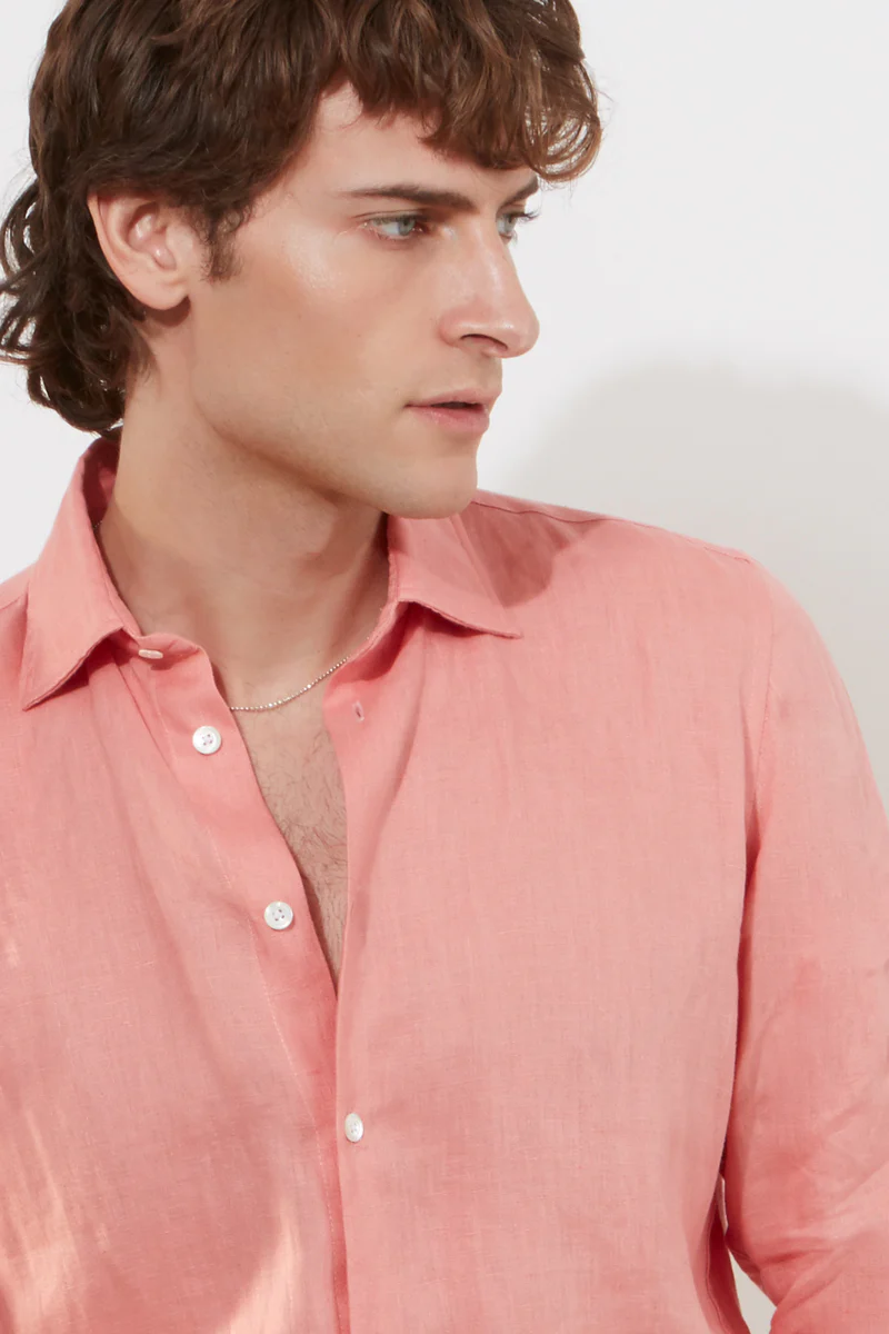 Contemporary Shirt – Coral Linen - Image 3