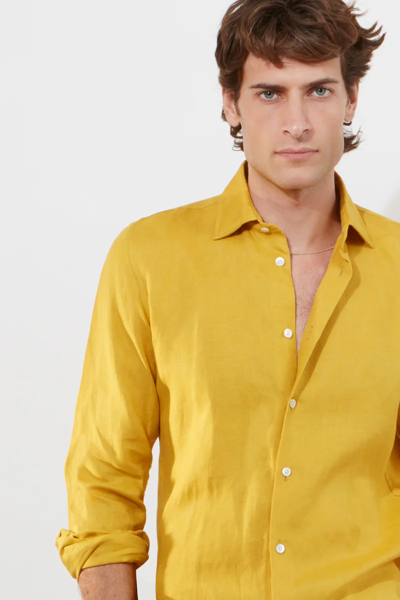 Contemporary Shirt – Gold Linen - Image 3