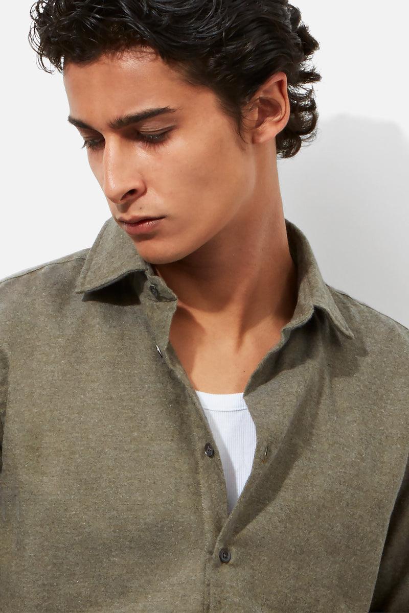 Contemporary Shirt - Olive Cotton & Cashmere Flannel - Image 3