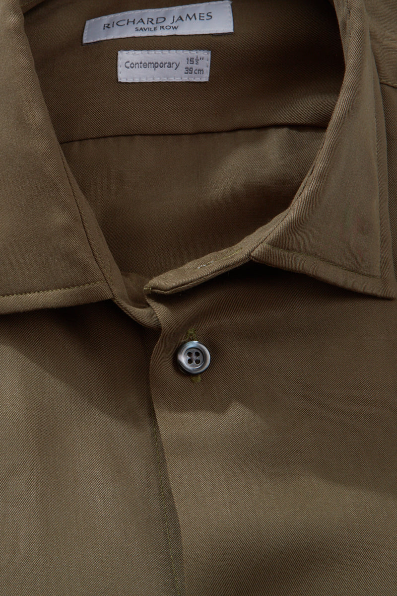 Contemporary Shirt – Olive Plain Twill - Image 4