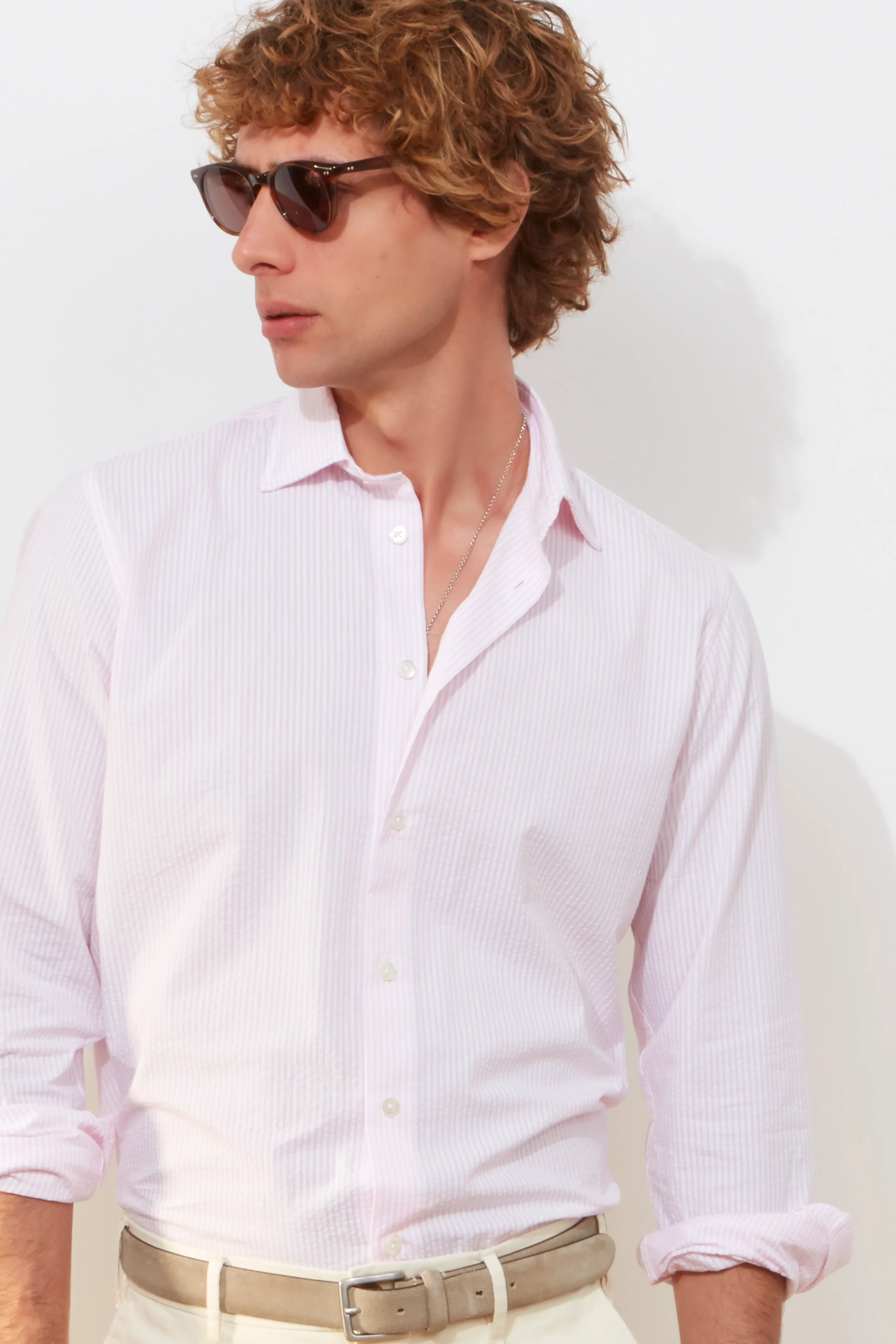 Contemporary Shirt – Pink Seersucker Stripe - Image 3