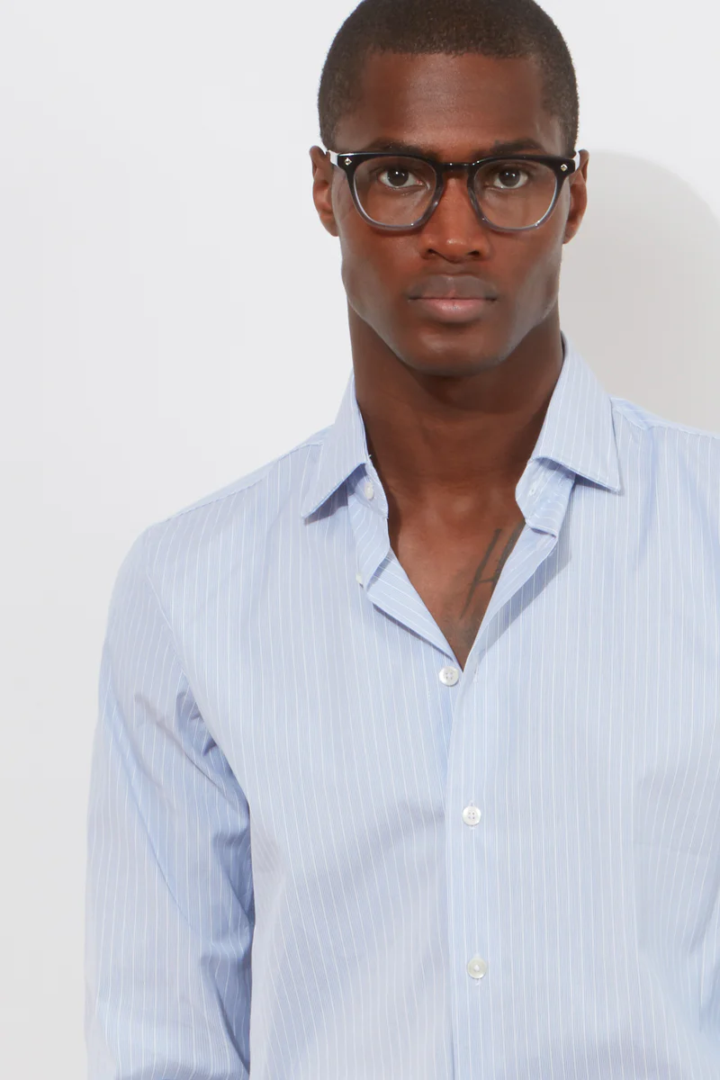 Contemporary Shirt – Sky Blue Narrow Stripe - Image 2