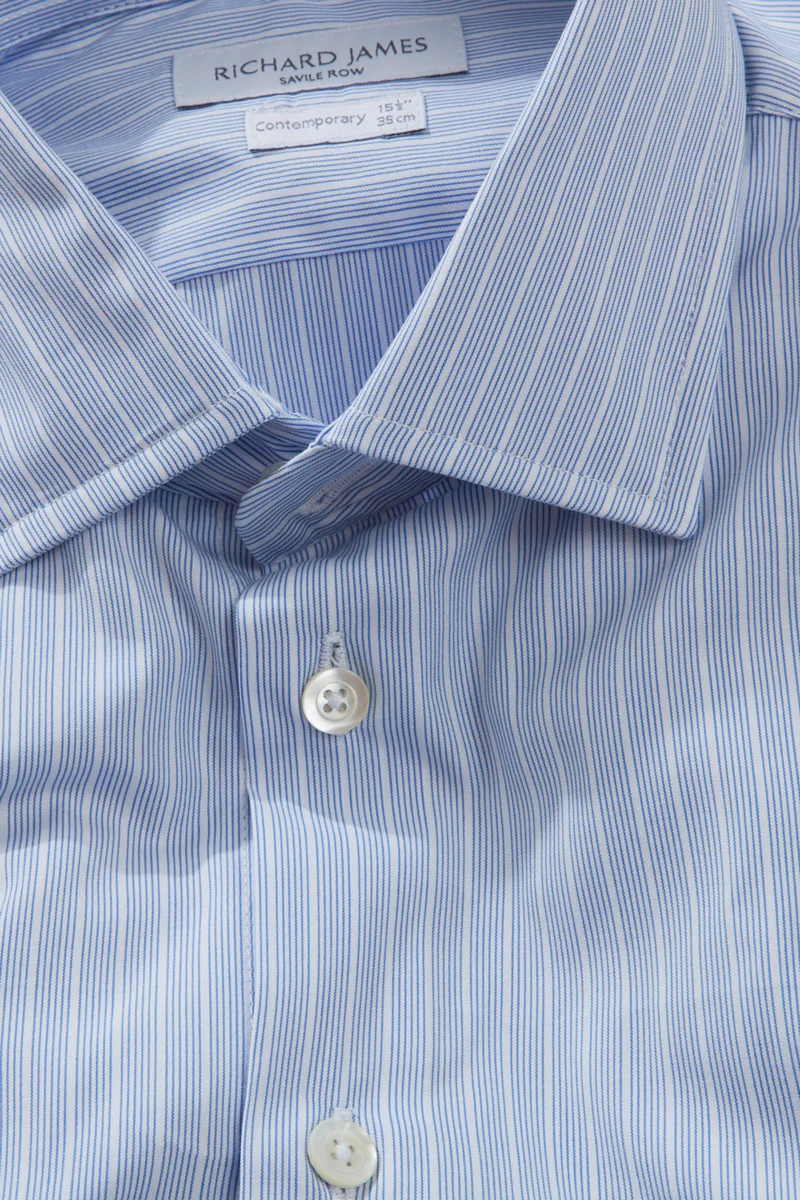 Contemporary Shirt – Sky Blue Narrow Stripe - Image 6
