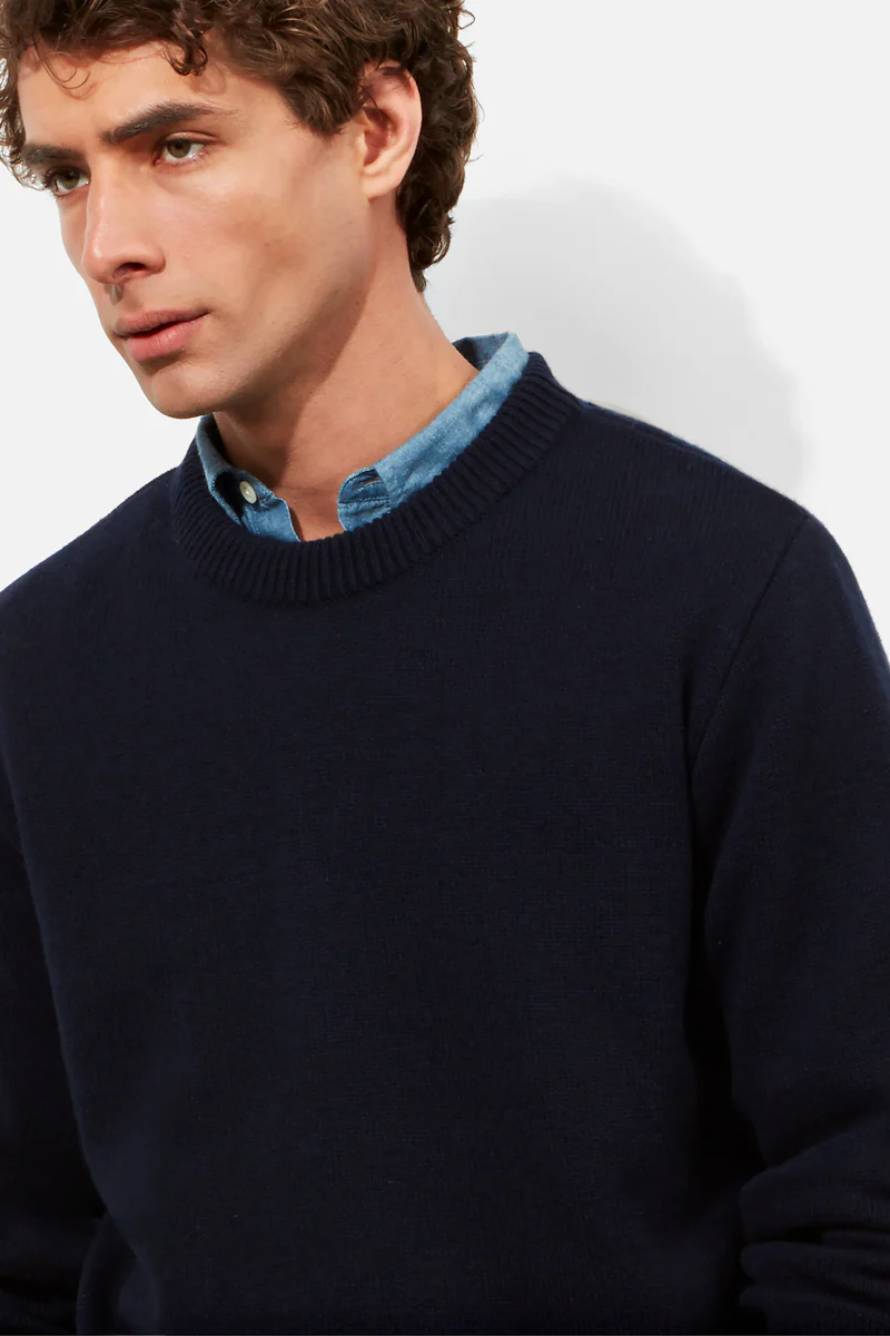 Crew Neck - Dark Navy Wool & Cashmere - Image 3