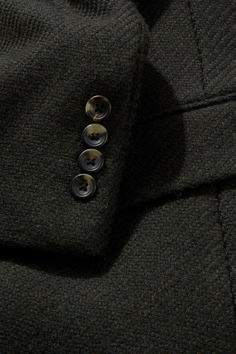 Double-Breasted Coat - Olive Wool Hopsack - Image 6