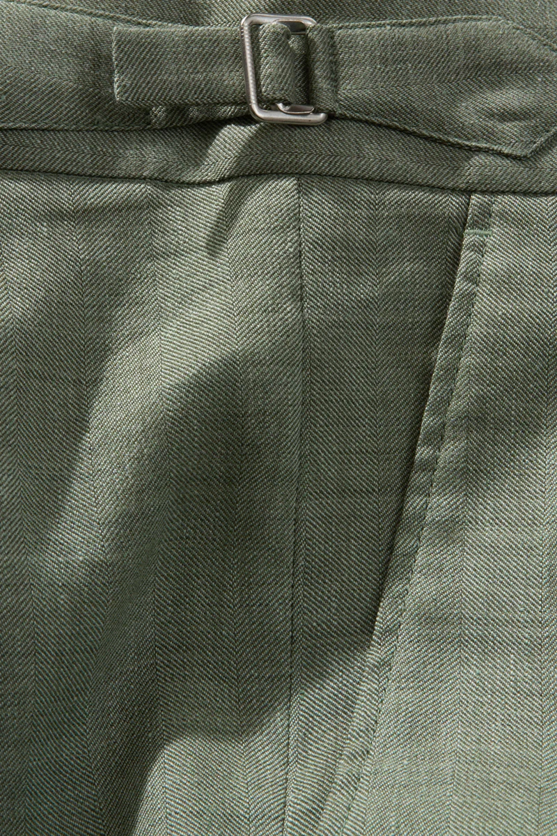 Hepworth Trousers – Pistachio Wool & Linen Herringbone - Image 4