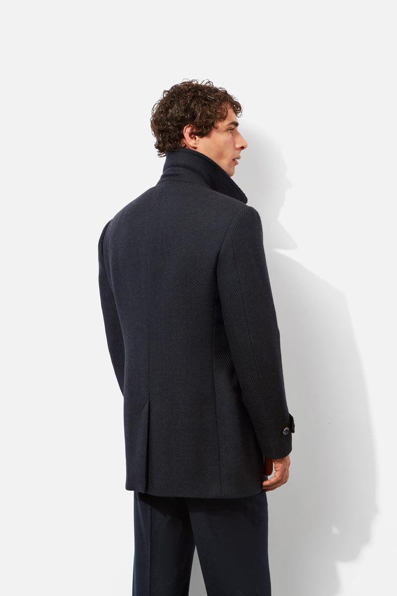 Navy Wool Twill Peacoat - Image 2