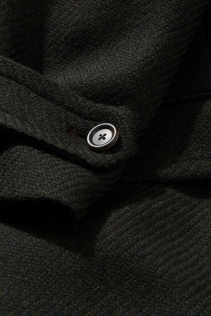 Olive Wool Twill Peacoat - Image 6