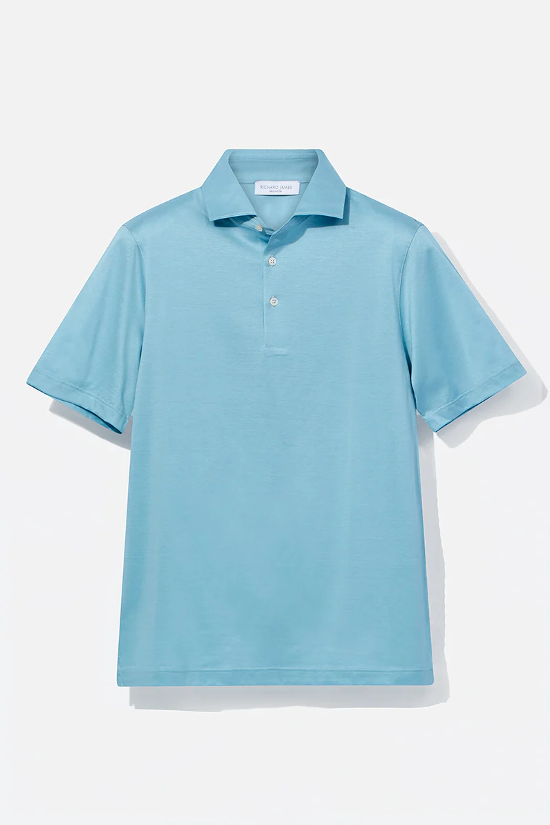 Polo Shirt – Light Blue Cotton Jersey - Image 2