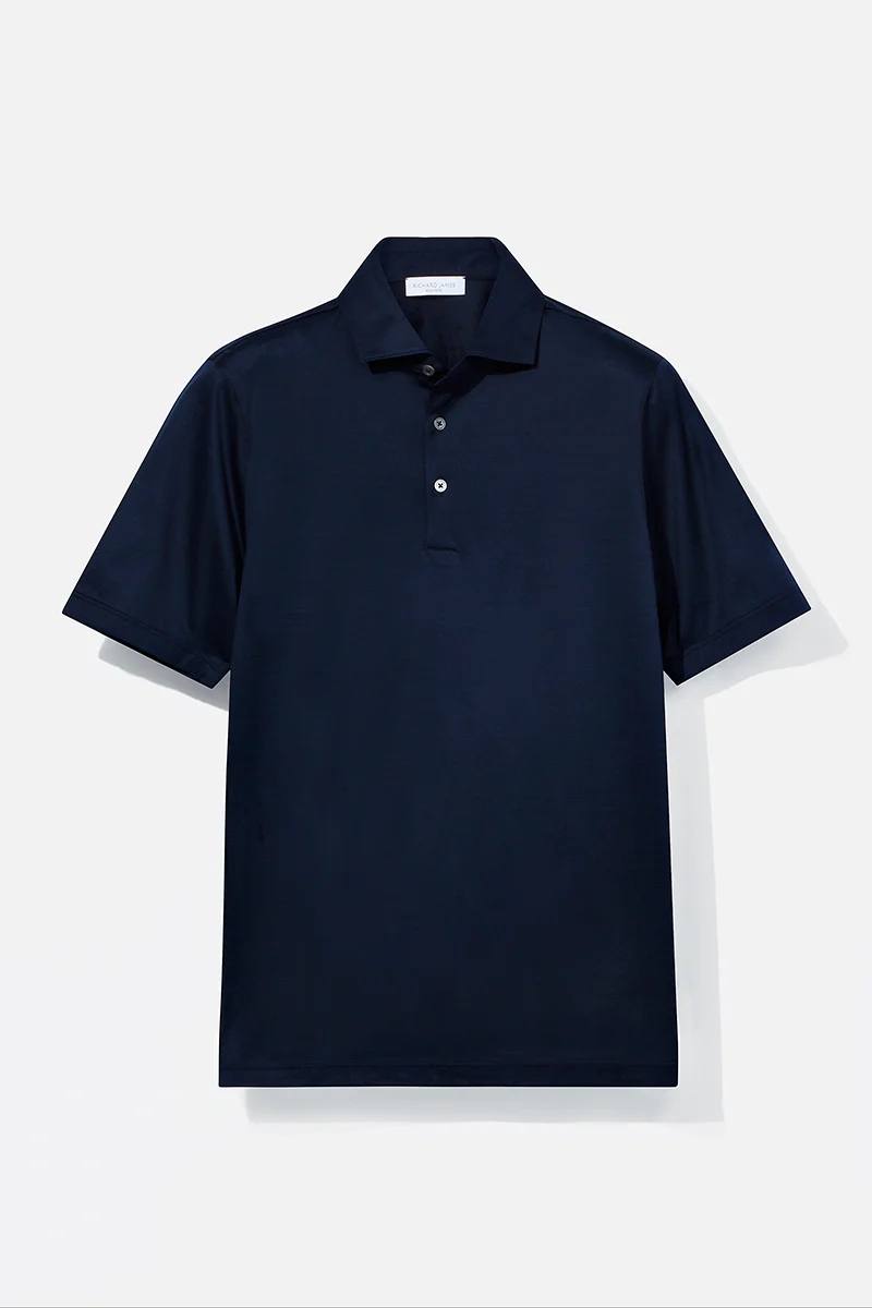 Polo Shirt – Navy Cotton Jersey - Image 2