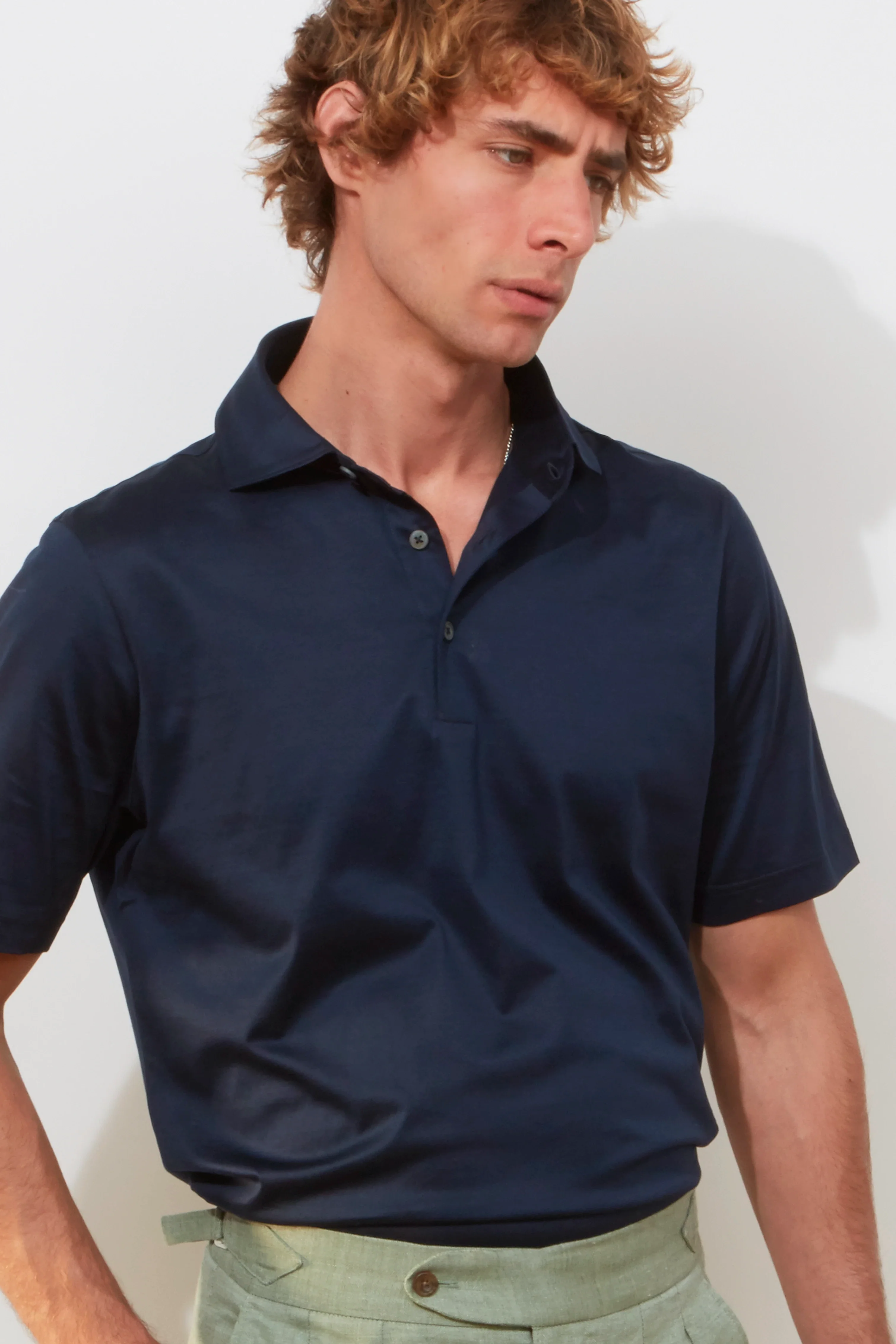 Polo Shirt – Navy Cotton Jersey - Image 3