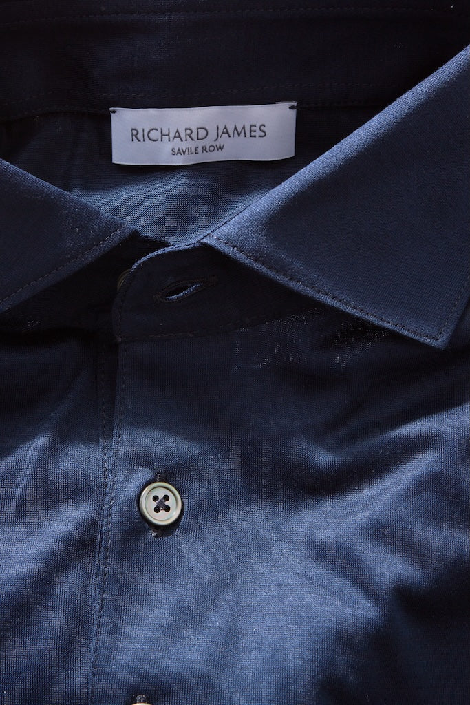 Polo Shirt – Navy Cotton Jersey - Image 4
