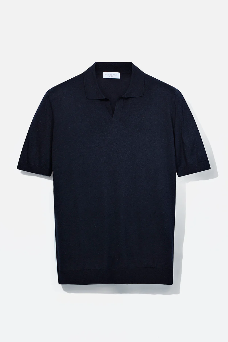 Polo Shirt – Navy Silk - Image 2