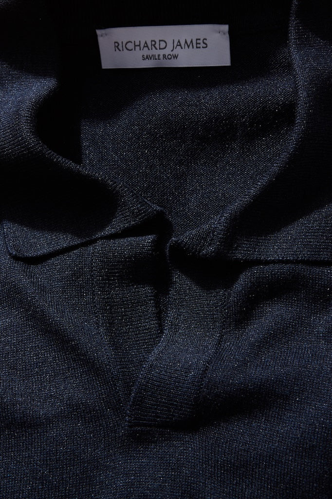 Polo Shirt – Navy Silk - Image 4