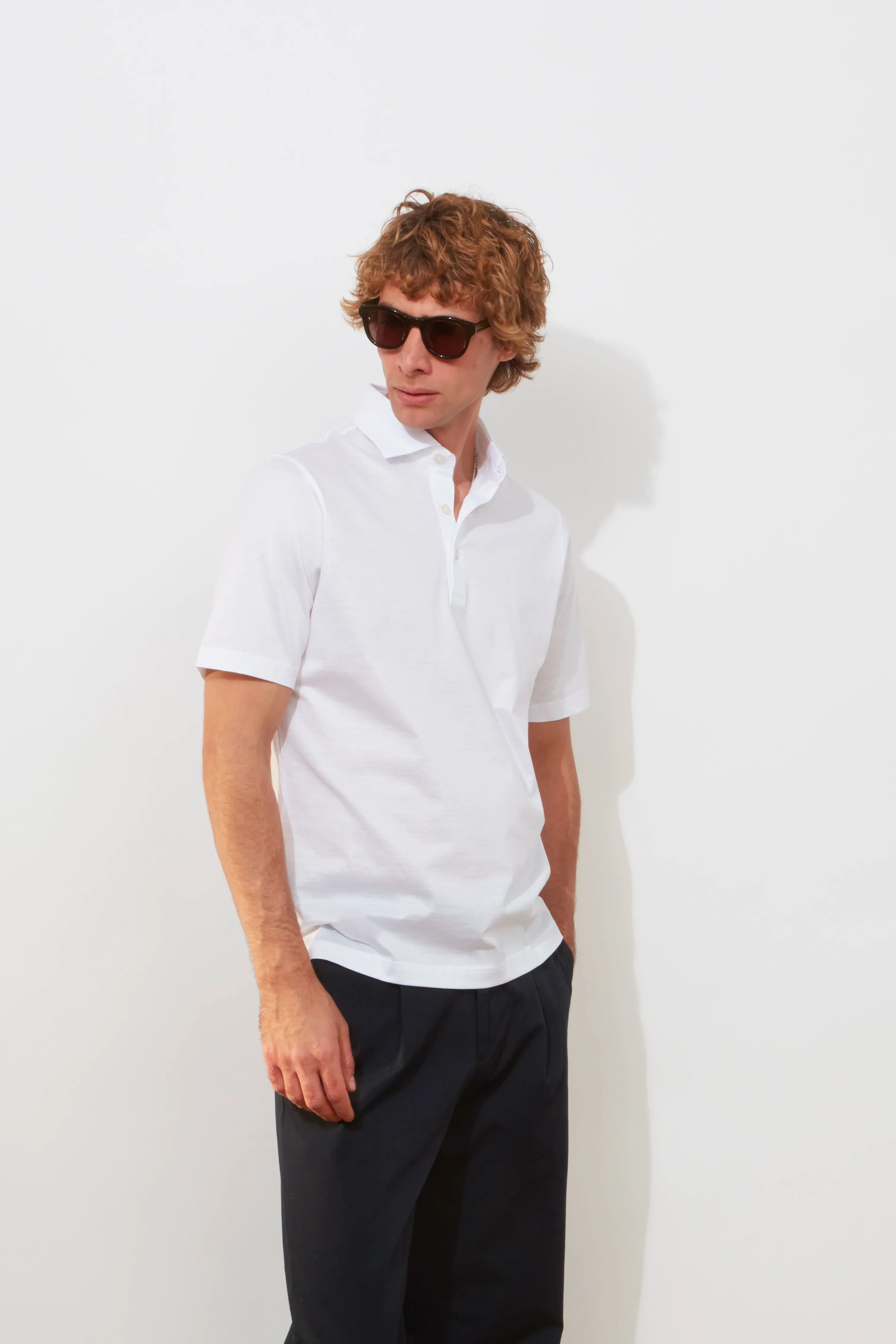 Polo Shirt – White Cotton Jersey
