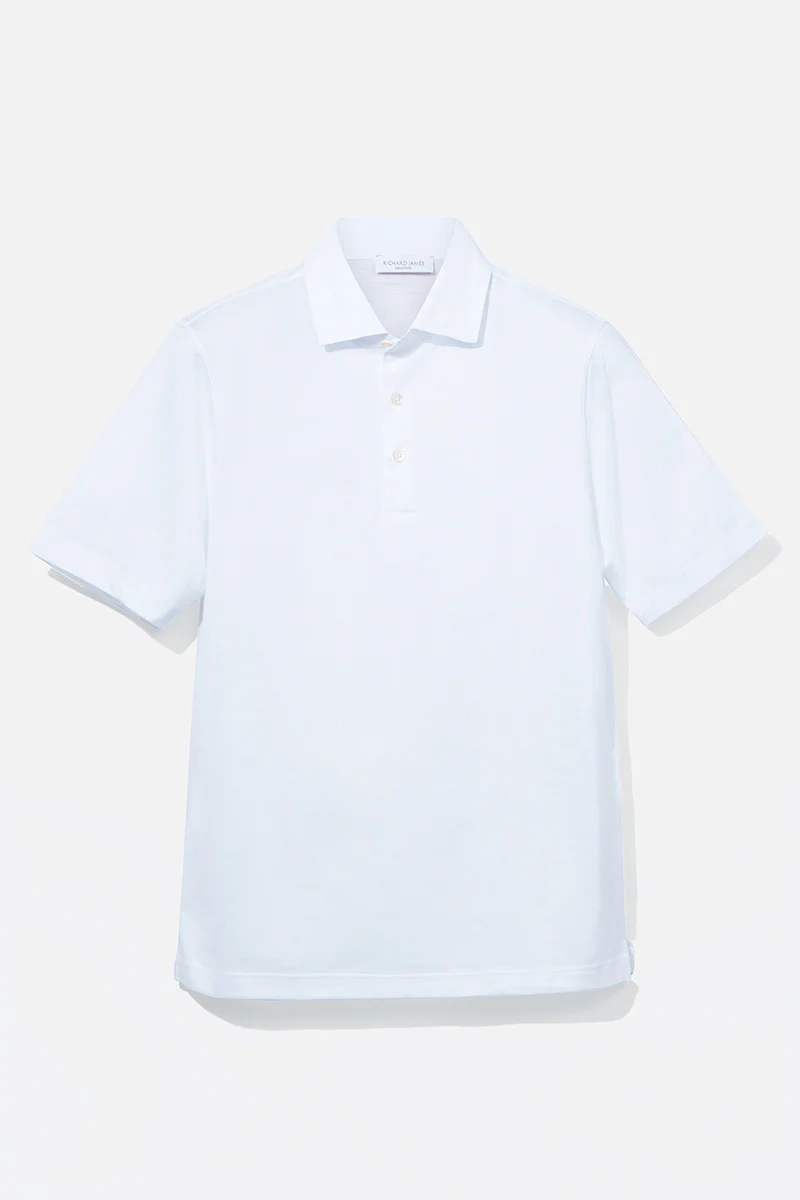 Polo Shirt – White Cotton Jersey - Image 2