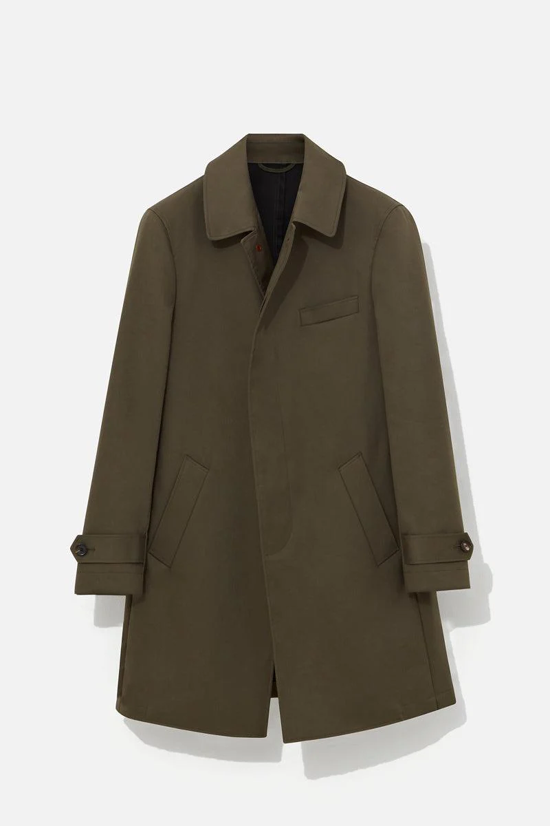 Raincoat - Olive Double-Faced Cotton Twill - Image 3