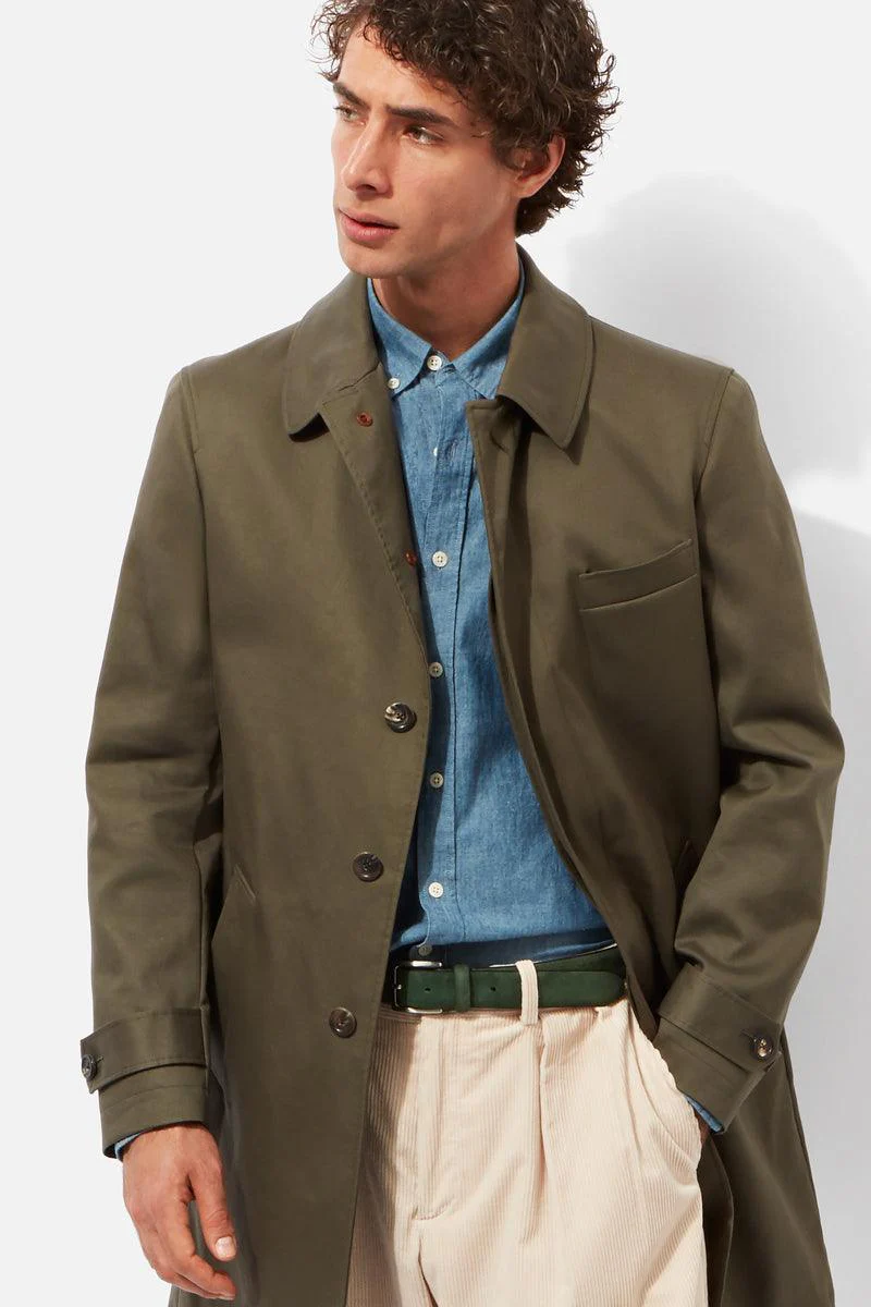 Raincoat - Olive Double-Faced Cotton Twill - Image 4