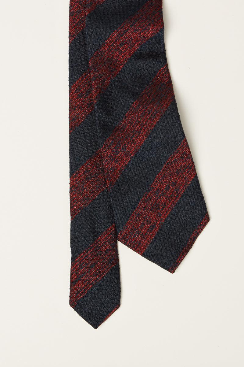 TIE – BLUE & ORANGE SHANTUNG SILK WIDE STRIPE