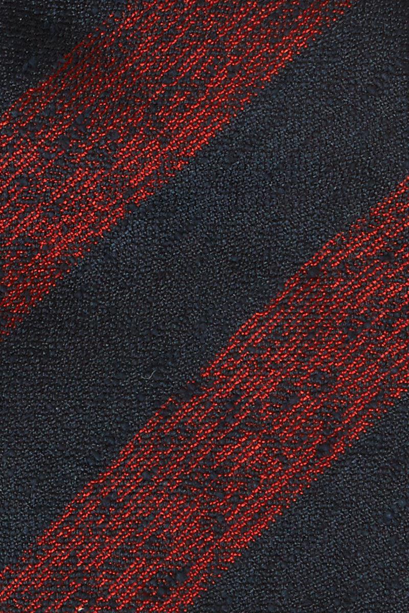 TIE – BLUE & ORANGE SHANTUNG SILK WIDE STRIPE - Image 2