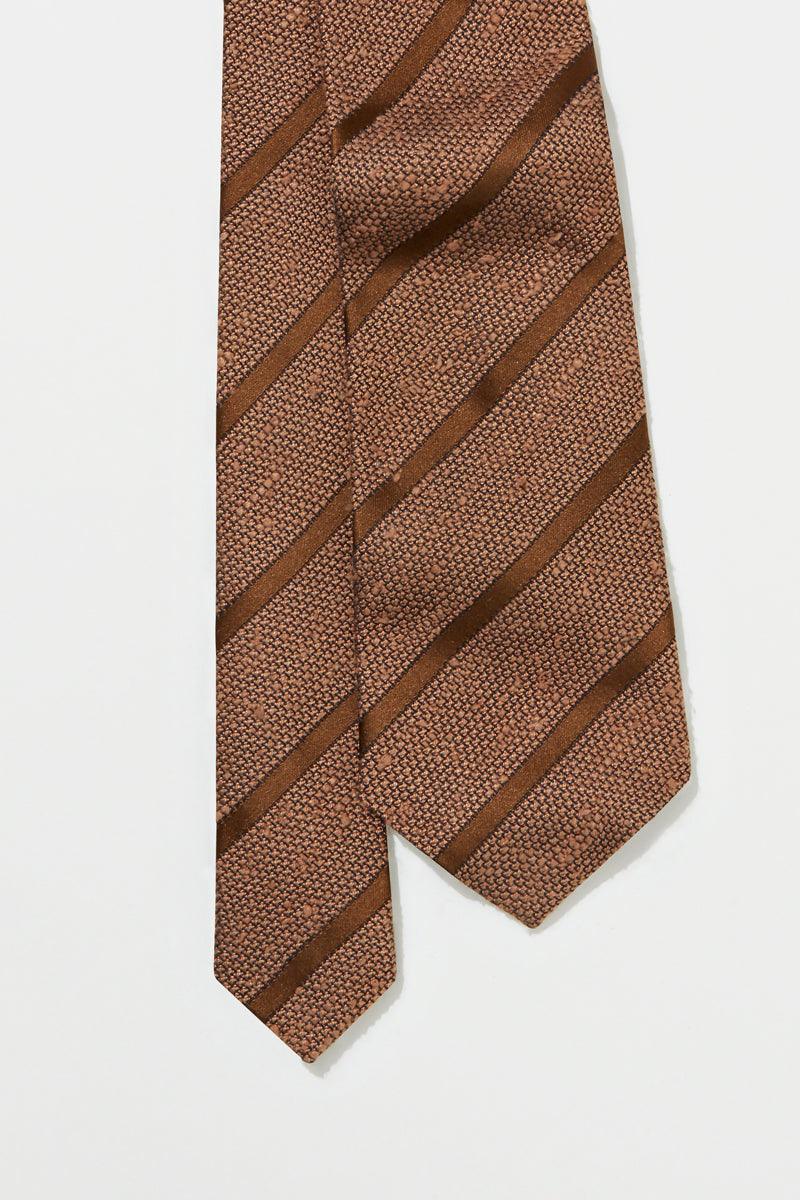 TIE – COFFEE SHANTUNG SILK STRIPE