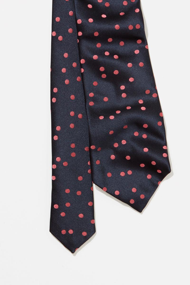 TIE – NAVY & PINK POLKA DOTS